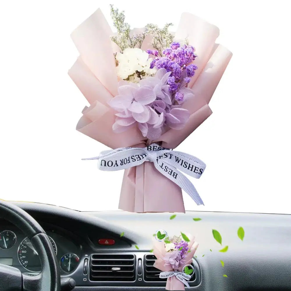 Mini Dried Flower Bouquet For Car Mini Immortal Bouquet Car Decor Car Air Freshener Automotive Interior Accessories Interior Car