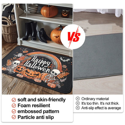 1pc Halloween Floor Mat Non-slip Anti-fouling Kitchen Mats Pumpkin Skeleton Party Decoration Floor Rug Absorbent Bathroom Mat