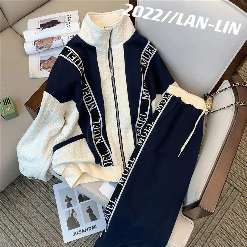 2023 Spring Winter New Women Sweater High-grade Casual Fashion Suit Plus Size Loose Small Fragrance Sports Two-piece Suit