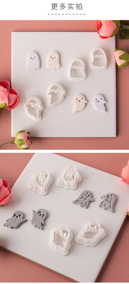 Halloween Series Cute Ghost Different Shape Clay Molds Clay Cutting Molds For DIY Earrings Jewelry Making Hand Tools