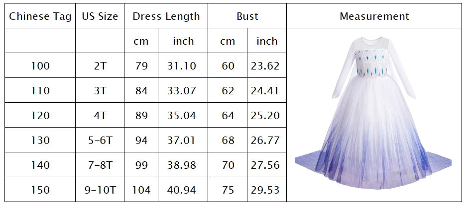 Disney Kids Frozen Birthday Party Princess Dress White Elsa Sequined Mesh Vestidos Halloween Cosplay Snow Queen Carnival Costume