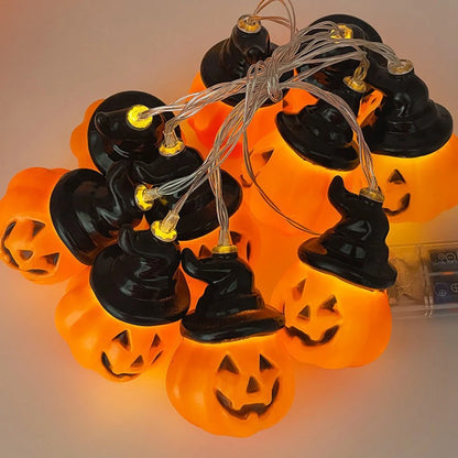 1.5M 10LED Halloween String Lights Horror Pumpkin Skeleton Specter Hanging Ornaments Happy Holloween Party Carnival Decors Props