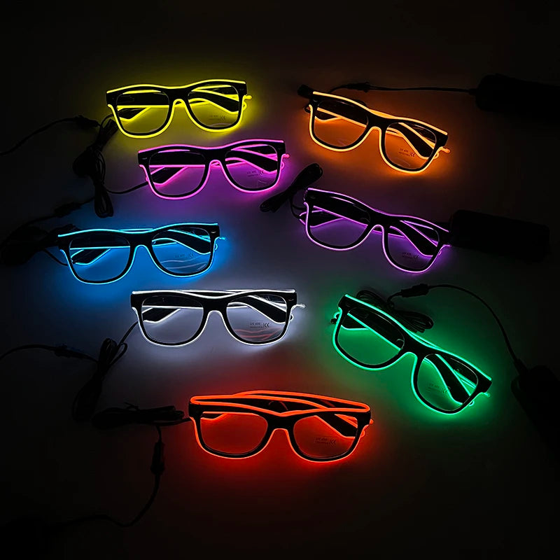 Halloween Eyes Glasses EL Wire Glowing Eyewear LED Light Up Costume Glasses Festival Party Decoration Photography Props