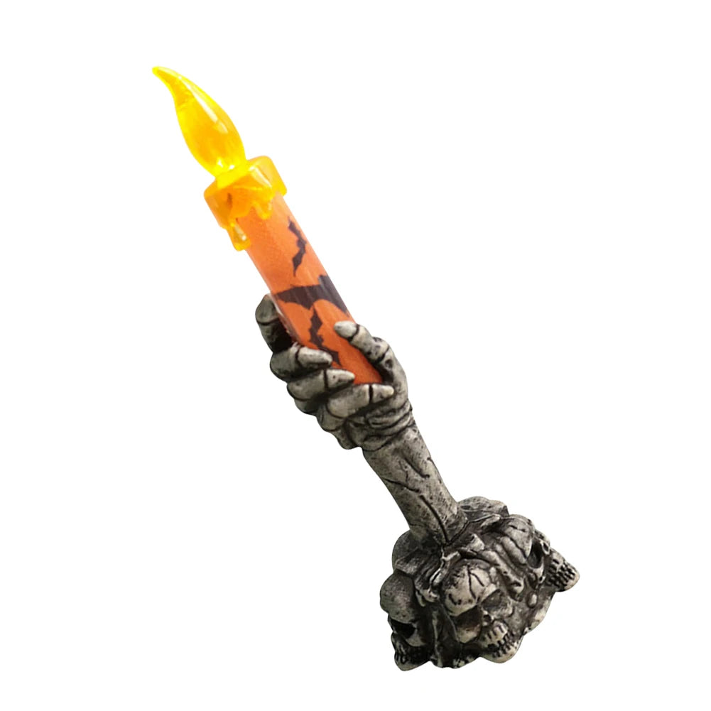 Holloween Decoration 10-1Pcs Skull Ghost Holding Candle Lamp Flameless Horror Glowing Light Scary Skeleton Candles Home Decor