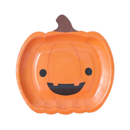 Halloween party smiley face pumpkin disposable tableware paper tray supply