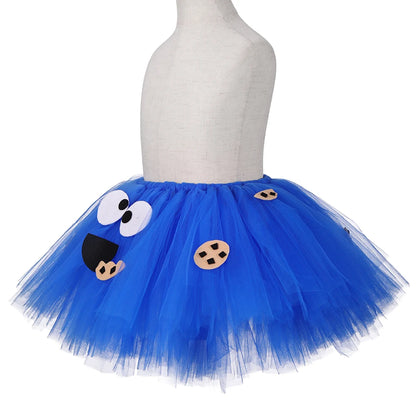 Cookie Monster Girls Tutu Skirt Set Fluffy Blue Kids Girls Tulle Skirt Children Birthday Party Skirt Tutu Girl Halloween Costume