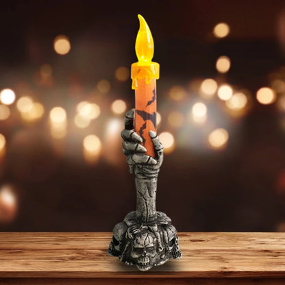 10-1PCS Skull Ghost Holding Candle Lamp Holloween Decoration Gothic Candle Lamp Scary Skeleton Ghost Holding Candles Ornaments