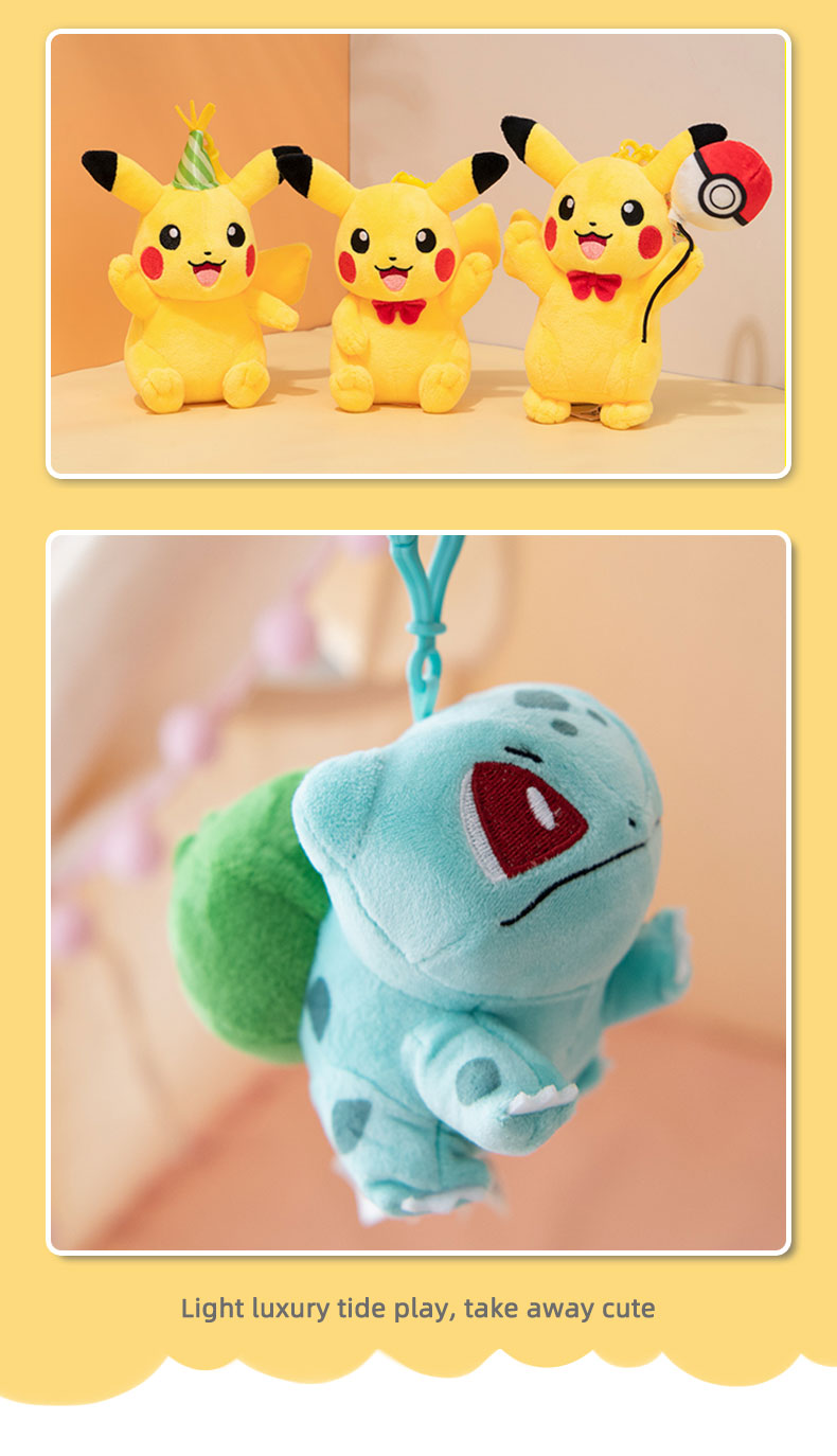 Pokemon Series Knapsack Pendant Cartoon And Cute Wobbuffet Pikachu Stuffed Animal Key Chain Halloween Decoration Birthday Gift