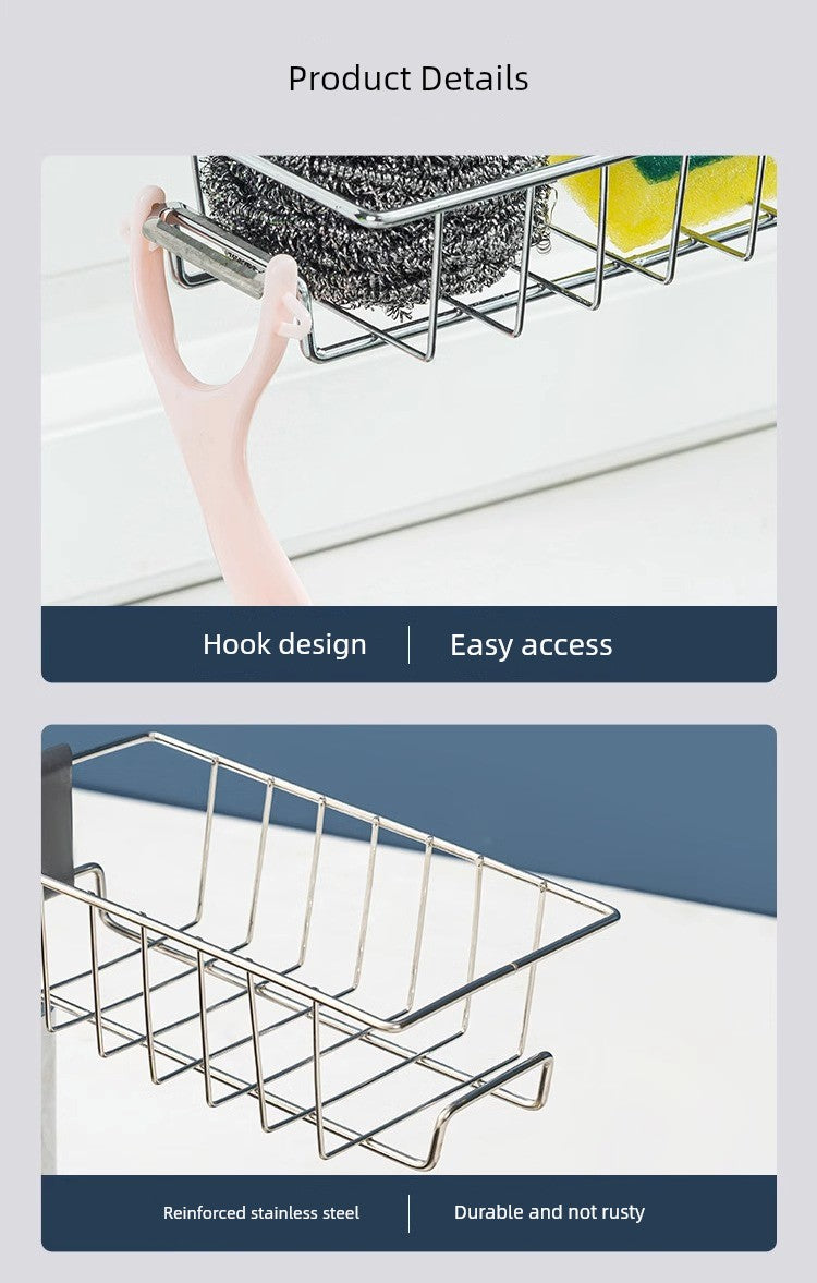 Stainless Steel For Home Sponge and Cloth Racks Hanging on a Faucet