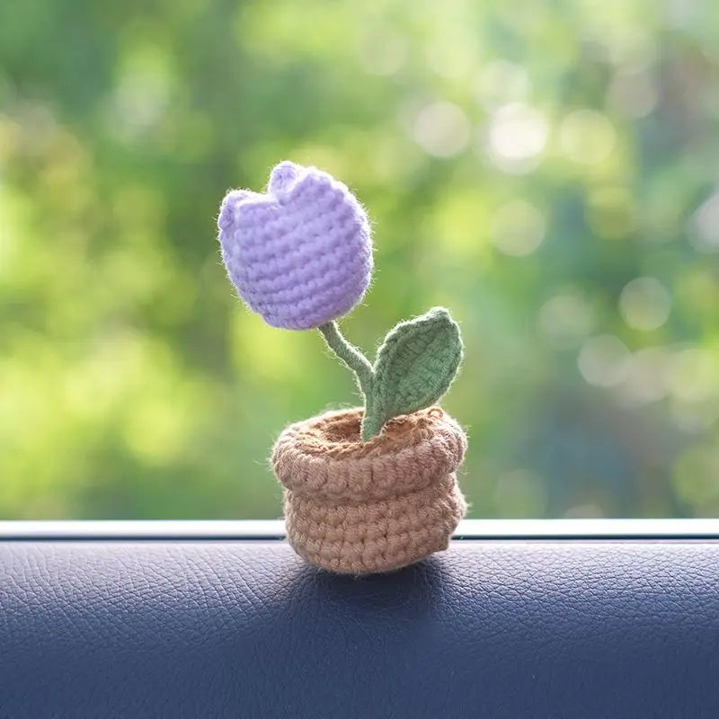 Creative Mini Flower Bouquet Potted Hand Woven Car Ornaments Auto Interior Center Console Dashboard Decoration Car Accessories