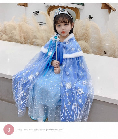 Elsa Frozen Princess Dress Children's Cloak