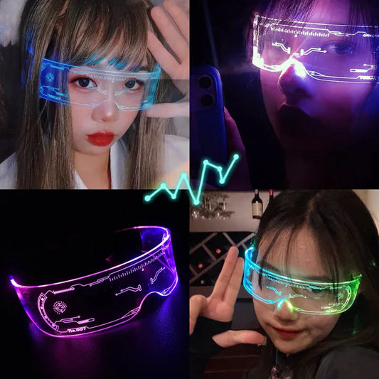 Colorful Luminous LED Glasses for Music Bar KTV Neon Party Christmas Halloween Decoration LED Goggles Festival Props