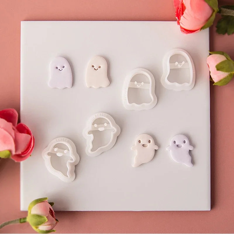 Halloween Series Cute Ghost Different Shape Clay Molds Clay Cutting Molds For DIY Earrings Jewelry Making Hand Tools