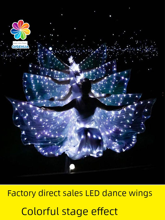 Annual Meeting Halloween LED Luminous Wings Back Decoration Kids Adult Dance Wings Fluorescent Butterfly Stage Performance Costume