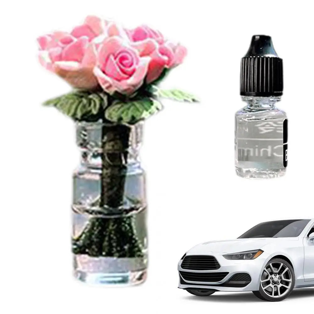 Mini Rose Bouquet Car Air Vent Clip Freshener Dried Flower Perfume Air Freshener Vent Mini Rose Decorations For Car Exquisite