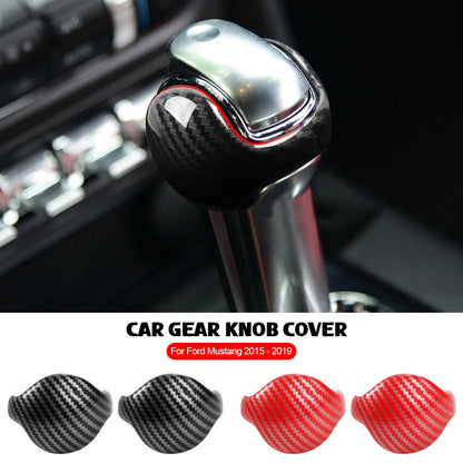 Car Gear Shift Knob Cover Trim Auto Interior Sticker Carbon Fiber Accessorie For Ford Mustang 2015 2016 2017 2018 2019 2020 2021