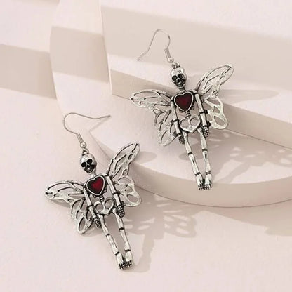 Trendy Halloween Skeleton Dangle Earrings For Women Vintage Punk Gothic Skull Black Cat Goth Earring Party Funny Jewelry Gifts