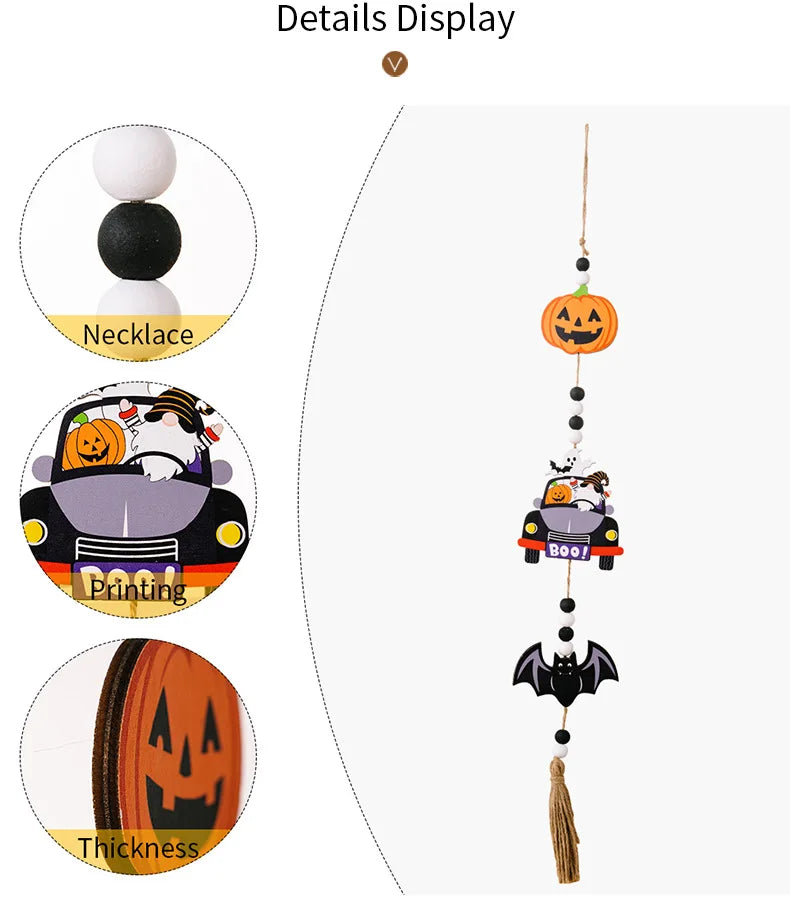 Halloween Wooden Decorations Pumpkin Bat Ghost Faceless Doll Pendant Wall Decor Halloween Horror Props Home Decor Trick or Treat