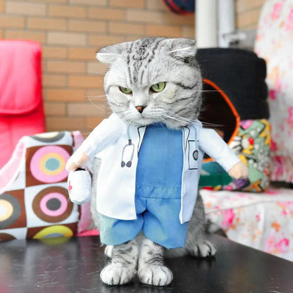 Cat And Dog Party Transformation Suit Pet Halloween Costume Dog Cat Doctor Costume Pet Doctor Clothing Cosplay Outfit Uniform