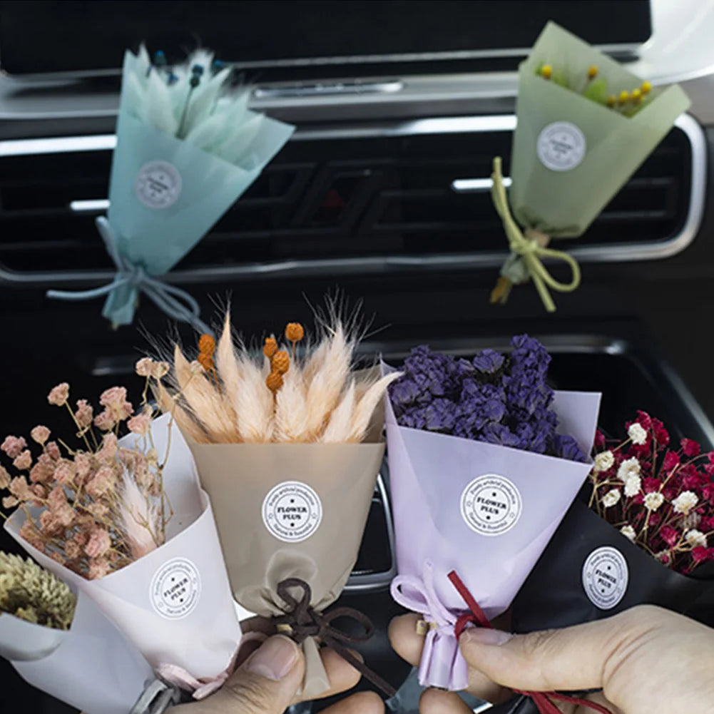 Creativity Dried Flowers Bouquet Car Perfume Air Vent Clip Mini Bouquet Eternal Flower Car Accessories Interior Woman Ornament