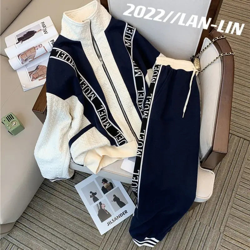 2023 Spring Winter New Women Sweater High-grade Casual Fashion Suit Plus Size Loose Small Fragrance Sports Two-piece Suit