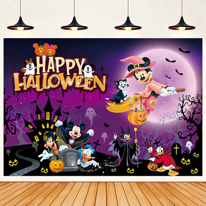 Mickey Mouse Halloween Backdrop Not So Scary Halloween Background for Kids Minnie Mouse Halloween Banner Decor