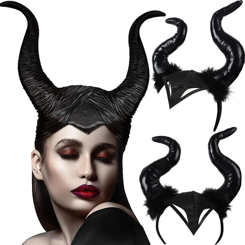 Black Halloween Cosplay Witch Horn Headband Headwear Party Christmas Party Holloween Cosplay Costume Magic Headbands Accessoires