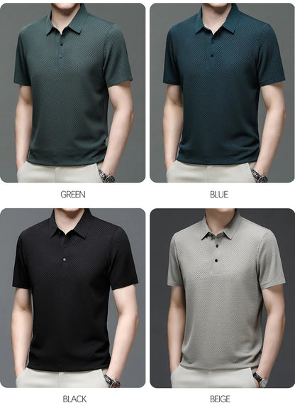 【High-quality】M-4XL Summer New Men's Short Sleeve T-shirt Cool and Breathable POLO Shirt Business Casual Sweat-absorbing Top