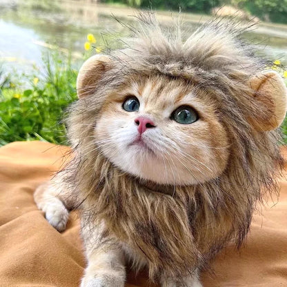 Cat Cosplay Dress Up Pet Hat Lion Mane for Cat Puppy Lion Wig Costume Party Decoration Halloween Christmas GatosPet Supplies