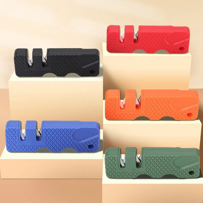 Portable Mini Knife Sharpener Ceramic And Tungsten Steel Sharpening Stone Outdoor Picnic Supplies Kitchen Accessories