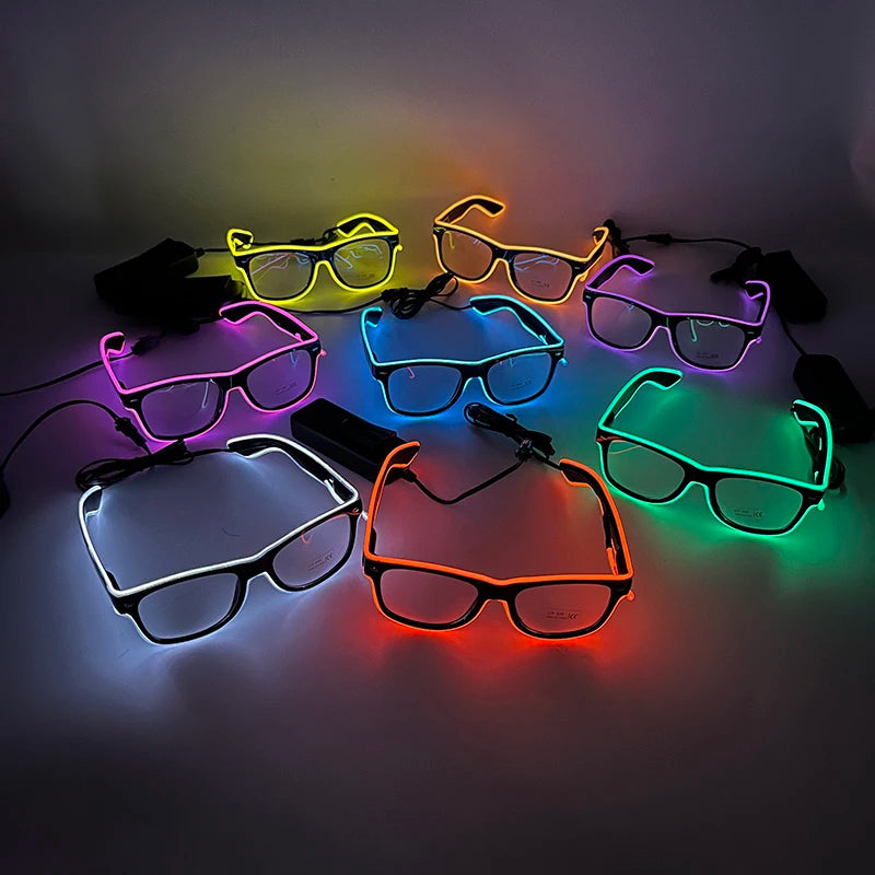 Halloween Eyes Glasses EL Wire Glowing Eyewear LED Light Up Costume Glasses Festival Party Decoration Photography Props