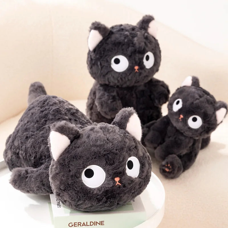 NEW Kawaii Cat Plush Toy Cute Stuffed Animal Cat Pillow Doll Glow in the Dark Eyes Halloween Gift Birthday Gift for Kids