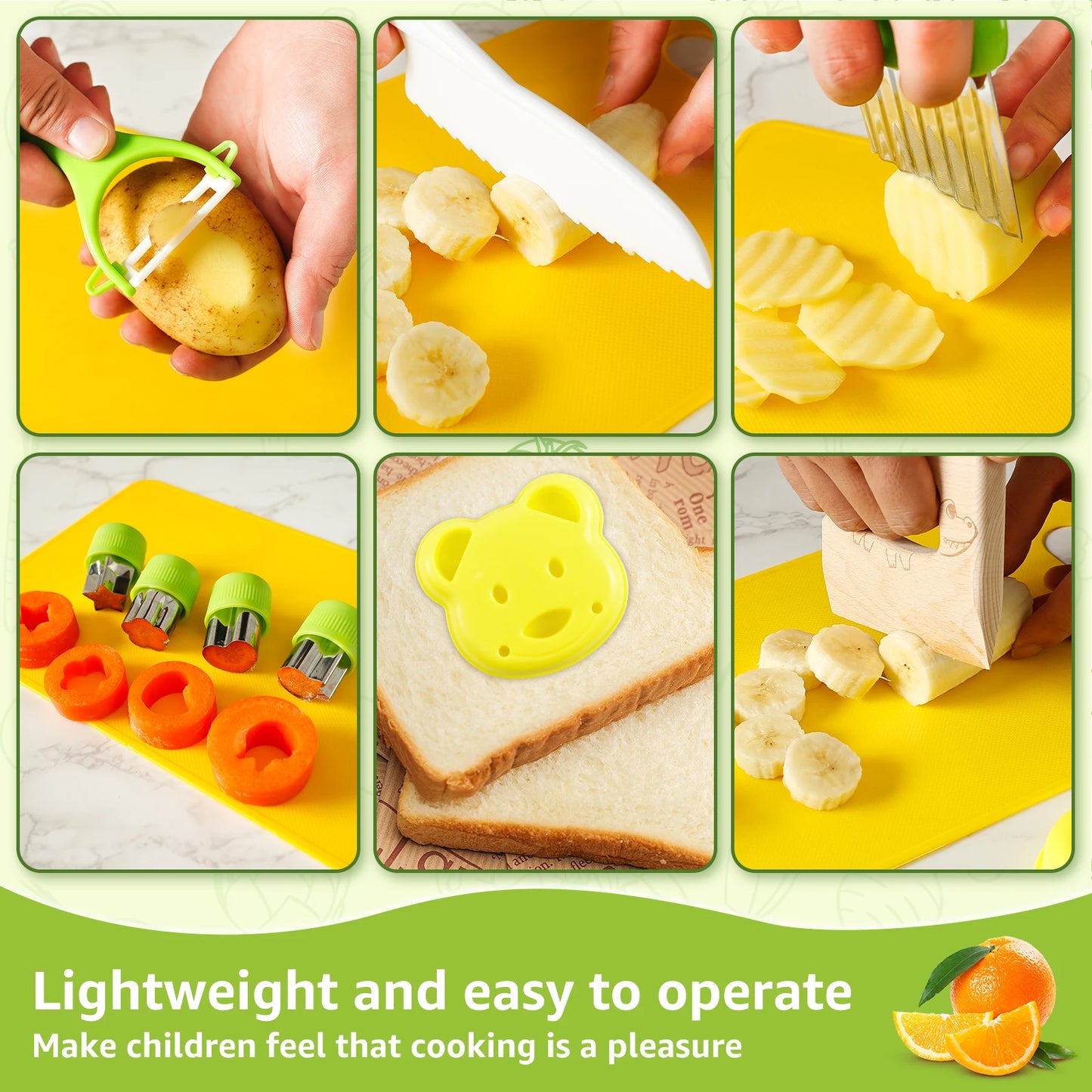 New Kids Cooking Cutter Set Kids Knife Toddler Wooden Cutter Plastic Fruit Knives Crinkle DIY Peeler Tools Kitchen Accessories