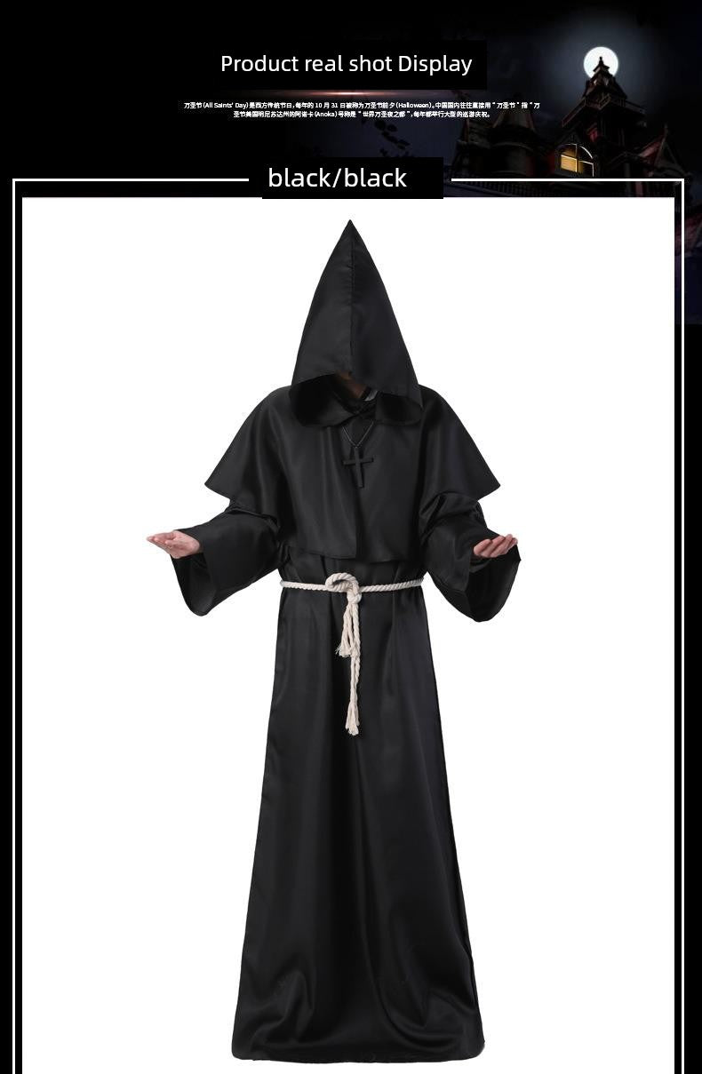 Halloween Adult Costume Medieval Monk Monk Robe Cosplay Wizard Priest Godfather Priest Male Manufacturer