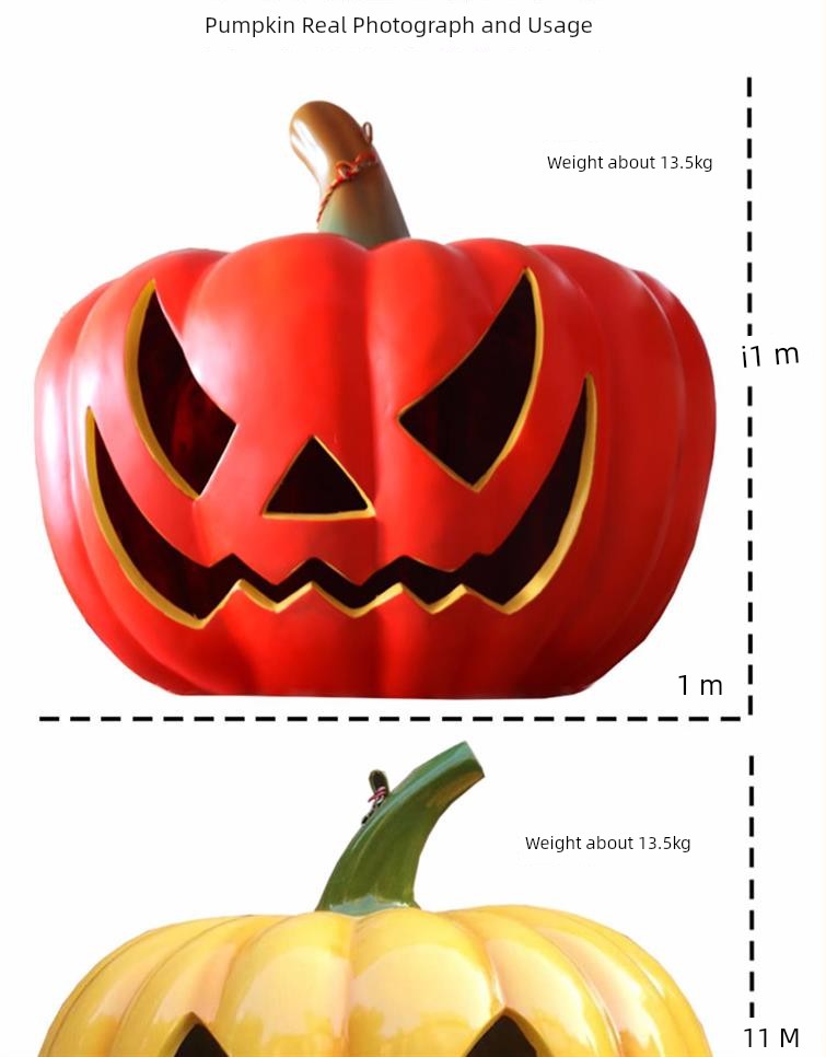 Halloween Decoration Pumpkin Lamp Large Theme Park Shopping Mall Art Gallery Block Outdoor Scene Sculpture Model Decoration