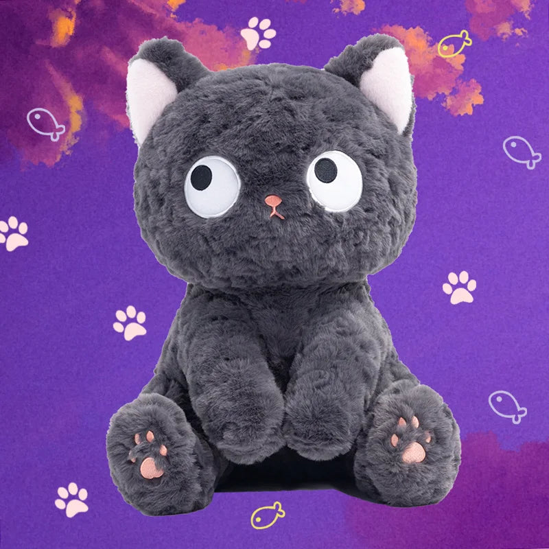 NEW Kawaii Cat Plush Toy Cute Stuffed Animal Cat Pillow Doll Glow in the Dark Eyes Halloween Gift Birthday Gift for Kids