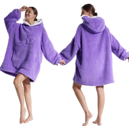 2024 Super Long Flannel Blanket with Sleeves Winter Blanket Hoodie Oversized Pullover FleeceSweatshirts TV Blanket Women Men