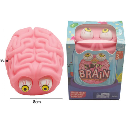 Flippy Brain Squishy Eye Popping Squeeze Fidget Toy Cool Stuff Kids ADHD Autism Anxiety Relief Anti Stress Fun Halloween Toy