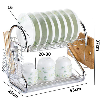 Dish Drying Rack Stainless Steel Dish Rack for Kitchen 2 Tier Rust- Proof Dish Drainer with Drying Board and Dishwasher