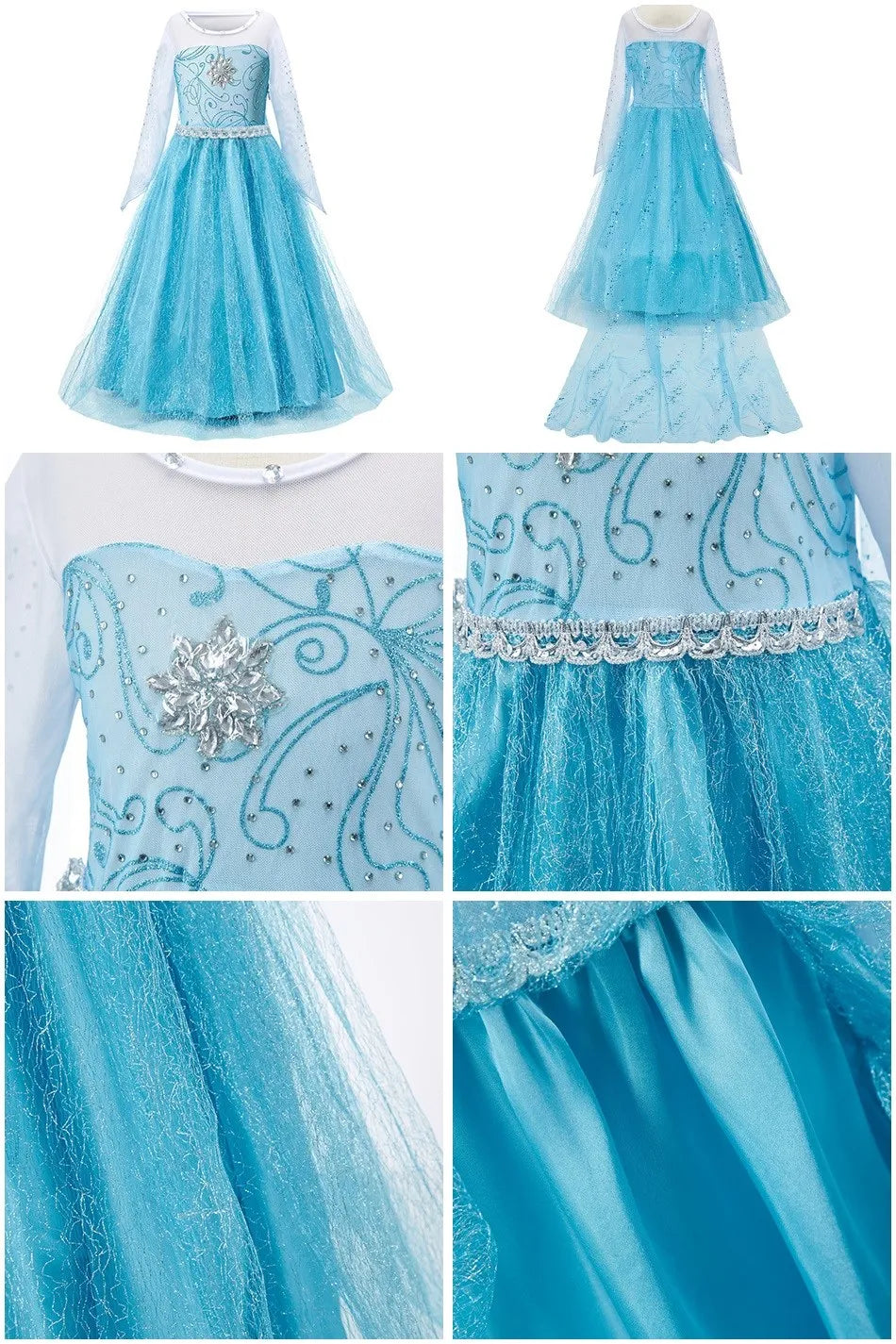 Elsa Costume for Girls Kids Christmas Cosplay Anna Snow Queen 2 Fancy Princess Dress Children Halloween Birthday Party Clothing