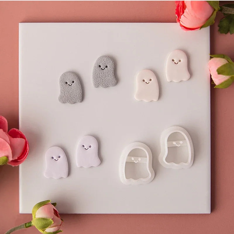 Halloween Series Cute Ghost Different Shape Clay Molds Clay Cutting Molds For DIY Earrings Jewelry Making Hand Tools