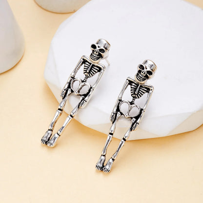 Trendy Halloween Skeleton Dangle Earrings For Women Vintage Punk Gothic Skull Black Cat Goth Earring Party Funny Jewelry Gifts