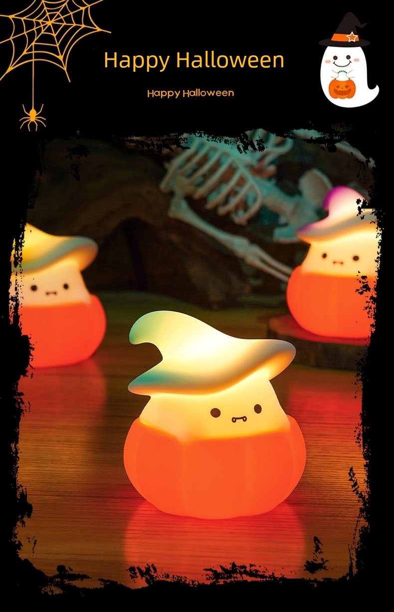 Eye Protection Small Night Lamp Halloween Birthday Gift Pumpkin Bedside Night Light Silicone Kindergarten Holiday Atmosphere Decoration