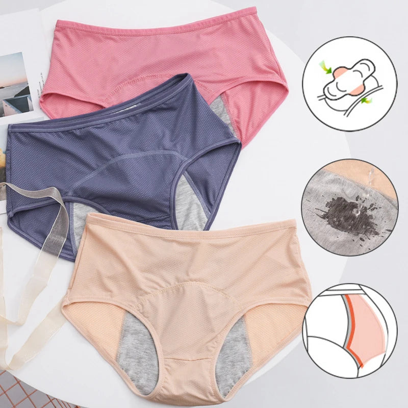 xl~8xl Leak Proof Menstrual Briefs for Women Antibacterial Physiological Underwear Waterproof Period Panties Plus Size Pants