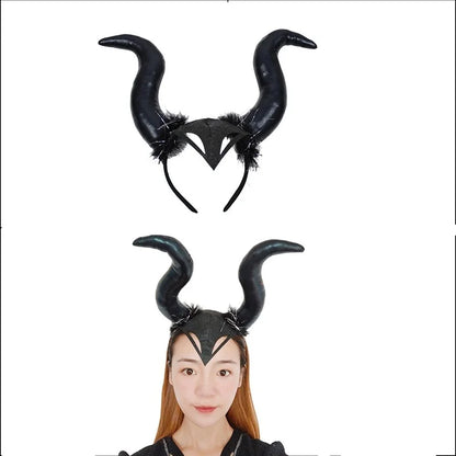 Black Halloween Cosplay Witch Horn Headband Headwear Party Christmas Party Holloween Cosplay Costume Magic Headbands Accessoires