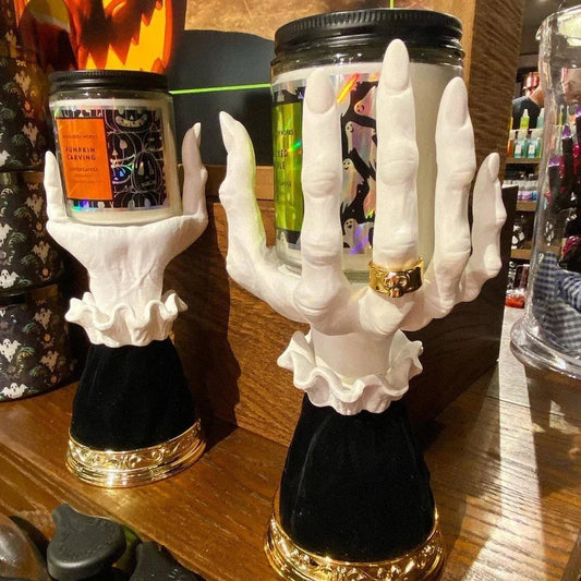 Halloween Decoration Witch Hand Candlestick Resin Table Candle Stick Gothic Home Decoration Scary Devil Palm Devil Hand ornament