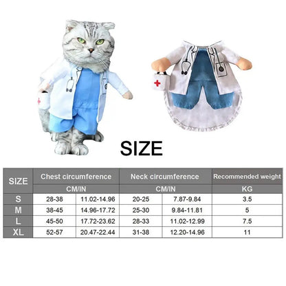 Cat And Dog Party Transformation Suit Pet Halloween Costume Dog Cat Doctor Costume Pet Doctor Clothing Cosplay Outfit Uniform