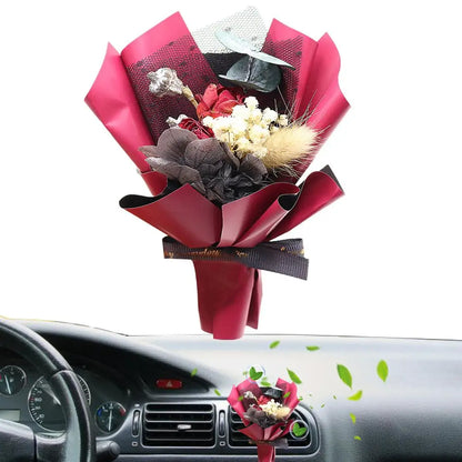 Mini Dried Flower Bouquet For Car Mini Immortal Bouquet Car Decor Car Air Freshener Automotive Interior Accessories Interior Car