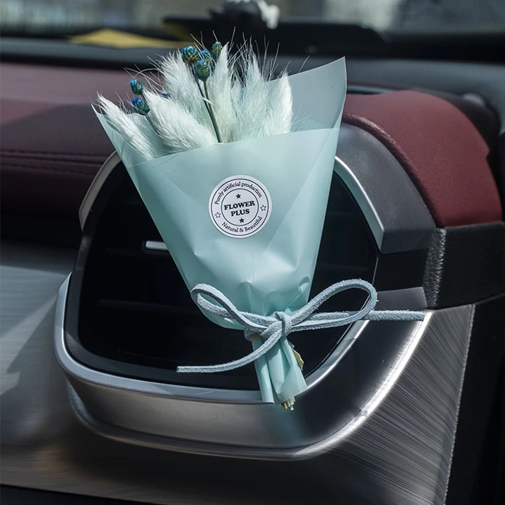 Creativity Dried Flowers Bouquet Car Perfume Air Vent Clip Mini Bouquet Eternal Flower Car Accessories Interior Woman Ornament