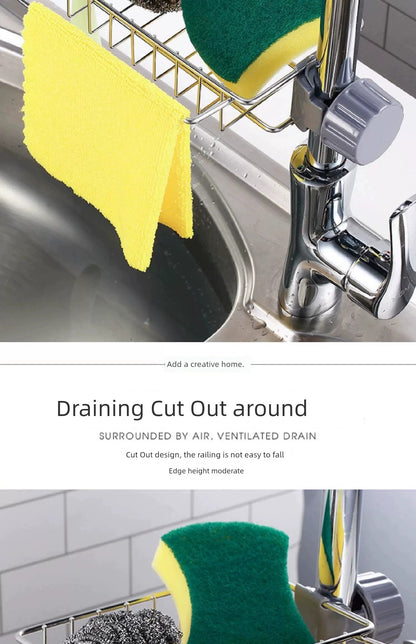 Stainless Steel For Home Sponge and Cloth Racks Hanging on a Faucet